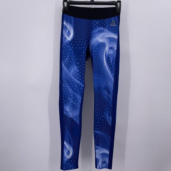 Reebok Sz XS Compression Base Layer Leggings Tights Lightweight Galaxy Design - Picture 1 of 7